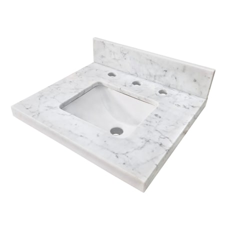 Kingston Brass 19 x 17 Carrara Marble Vanity Top with Rectangular Sink 8 Faucet Drillings, Carrara White KVPB1917M38SQ